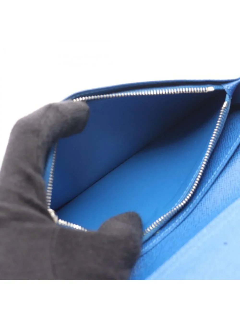 Louis Vuitton Bifold Wallet Portefeuille Brazza NM Grilloche Blue Leather